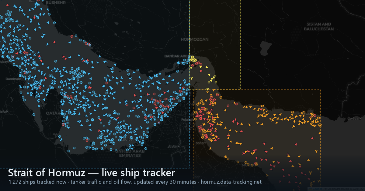 Live Ship Map — Strait of Hormuz, Persian Gulf & Gulf of Oman